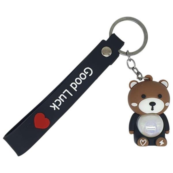 Figürlü ve Işıklı Silikon Anahtarlık -  Ayıcık - Siyah - Image 1