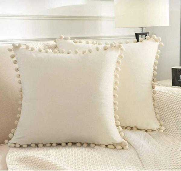 2'li ponponlu kırlent kılıf seti 40 x 40 - Image 1