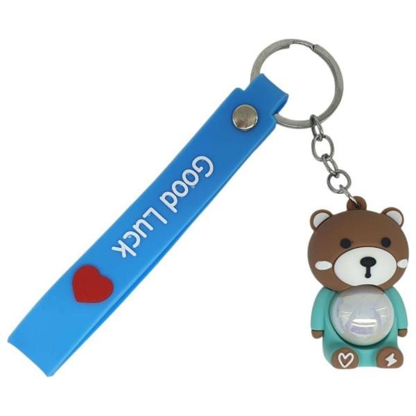 Figürlü ve Işıklı Silikon Anahtarlık -  Ayıcık - Turkuaz - Image 1
