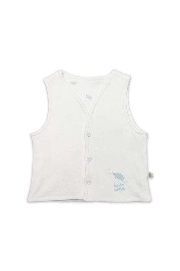 Bistyle Yelek Çift Taraflı Hello World 18105 Mint Ekru - Image 1