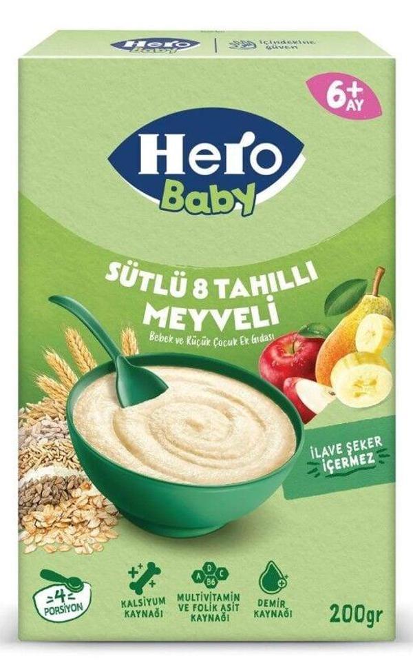 Hero Baby Sütlü 8 Tahıllı Meyveli Kaşık Mama 200 Gr - Image 1