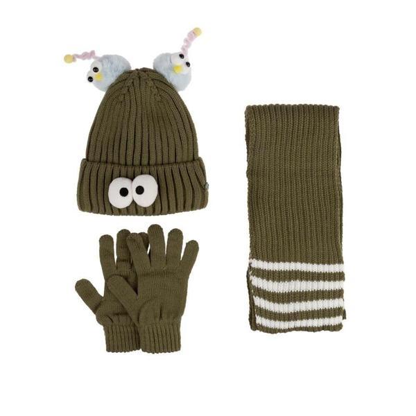 Kitti Çocuk Kız Atkı Bere Eldiven Takım (4-8 Yaş) K24170-09 Yeşil - Image 1