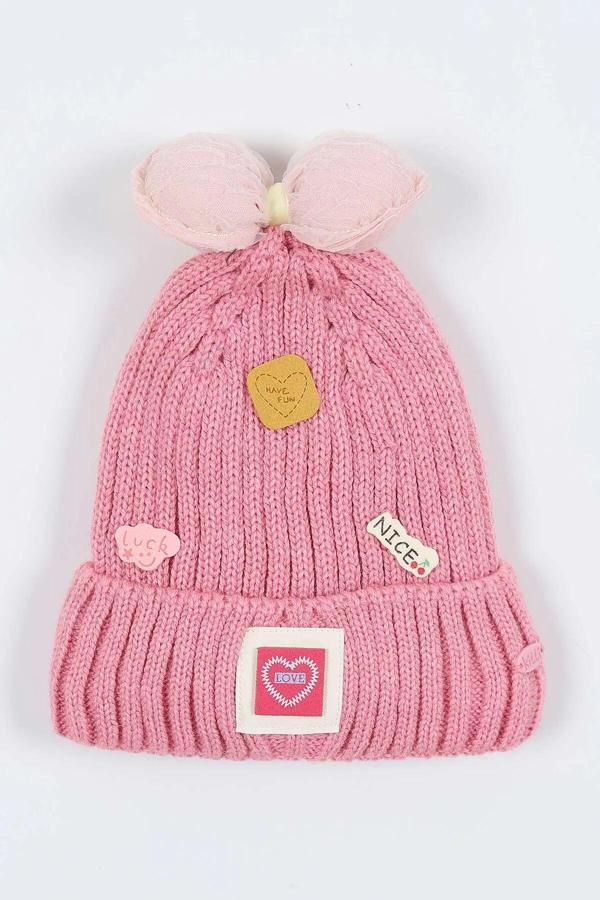 Kitti Çocuk Kız Kulaklı Bere (4-8 Yaş) K24130-02 Pembe - Image 1