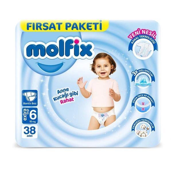 Molfix Bebek Bezi Fırsat Paketi 6 Beden 15+ Kg 38 Adet - Image 1