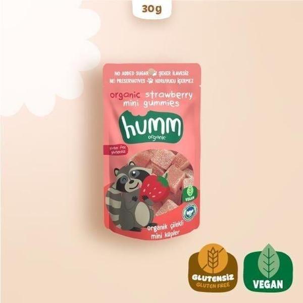 Humm Organik Çilekli Glutensiz Vegan Mini Küpler 30 Gr - Image 1