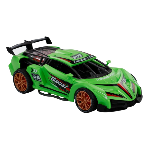 Sürtmeli Sesli Işıklı Spor Arabalar 18 cm - Yeşil - Image 1