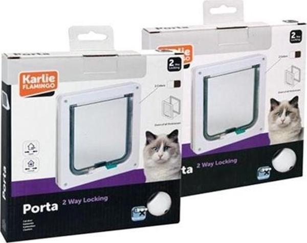 Karlie 2 Yönlü Kilitli İnce Kedi Kapısı Beyaz 19.2x20 Cm - Image 1