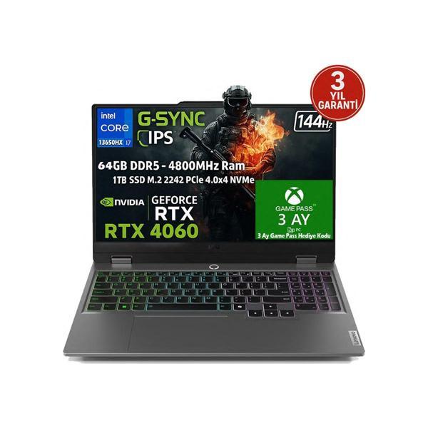 LOQ 15IRX9 Intel Core i7 13650HX 64GB 1TB SSD RTX 4060 (115W) 15.6" 144Hz FHD IPS Panel Freedos Taşınabilir Bilgisayar 8 - Image 1