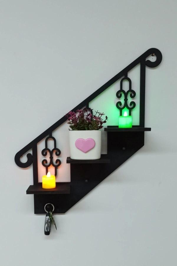 Dekoratif Ahşap Anahtarlık Ve Çok Amaçlı Raf - Image 1