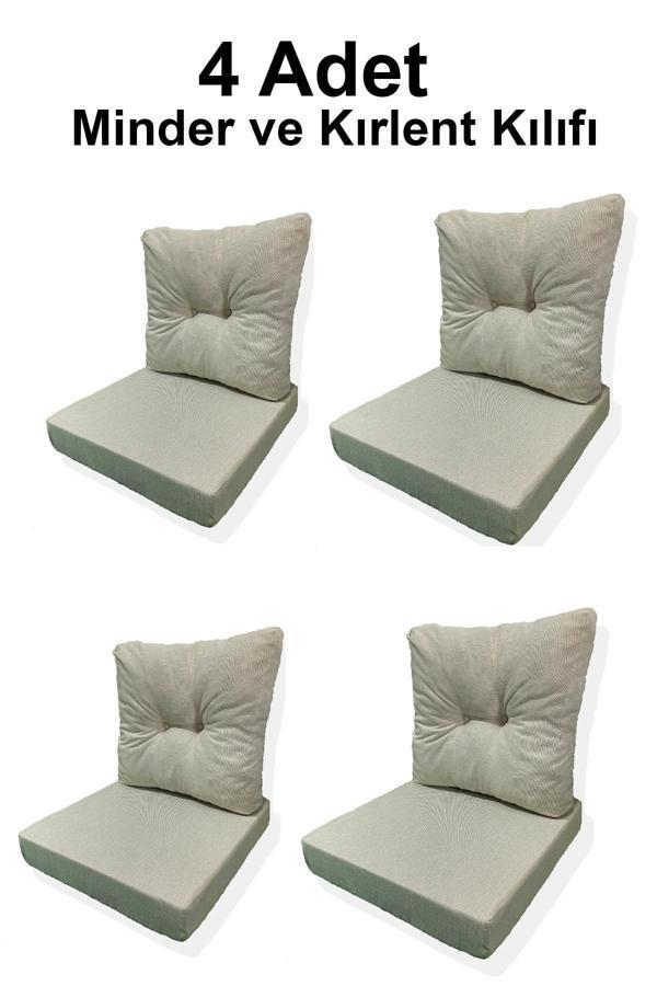 4 Adet Bahçe Balkon Mobilyası Minderi Kılıfı (4 ADET MİNDER, 4 ADET KIRLENT Yanlızca Kılıf Gönderile - Image 1