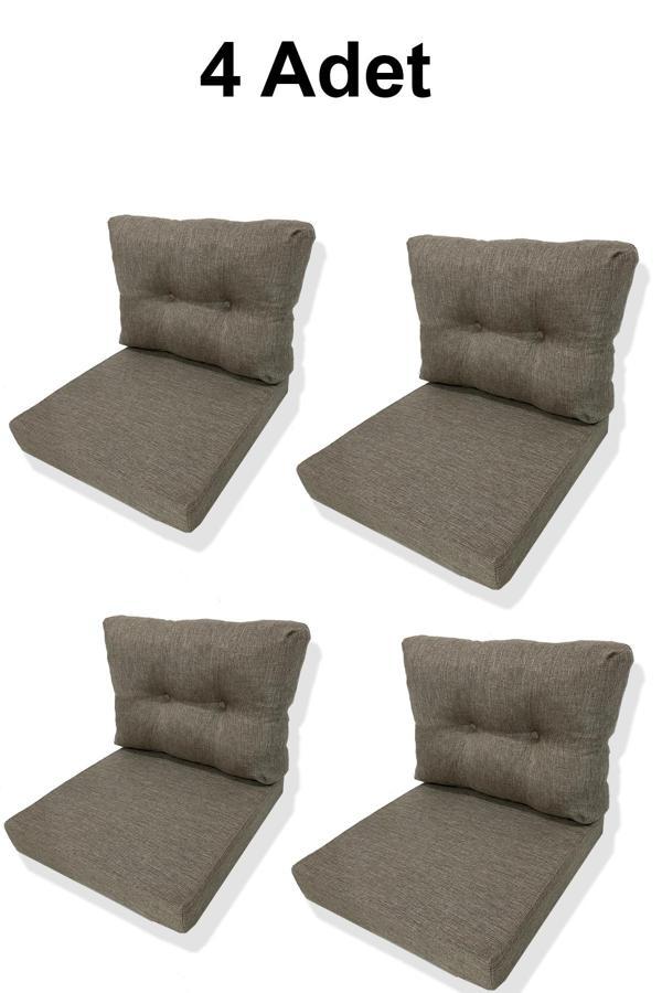4 Adet Bahçe Balkon Mobilyası Minderi (4 ADET MİNDER, 4 ADET KIRLENT) - Image 1