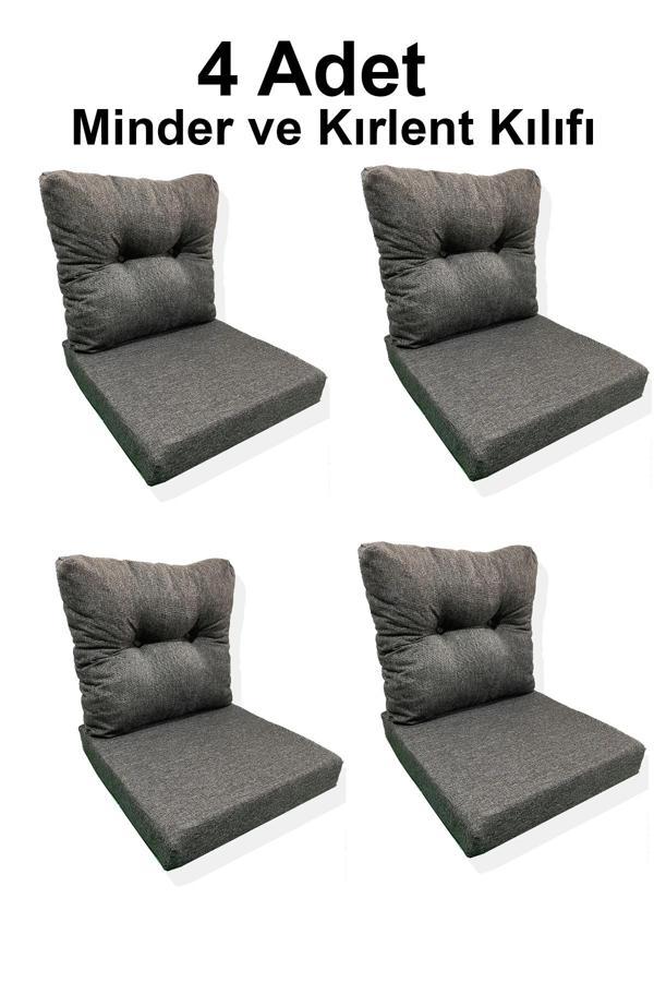 4 Adet Bahçe Balkon Mobilyası Minderi Kılıfı (4 ADET MİNDER, 4 ADET KIRLENT Yanlızca Kılıf Gönderile - Image 1