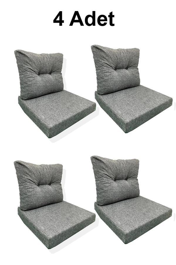 4 Adet Bahçe Balkon Mobilyası Minderi (4 ADET MİNDER, 4 ADET KIRLENT) - Image 1