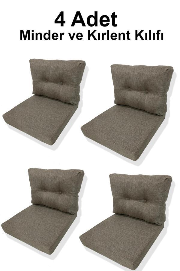 4 Adet Bahçe Balkon Mobilyası Minderi Kılıfı (4 ADET MİNDER, 4 ADET KIRLENT Yanlızca Kılıf Gönderile - Image 1