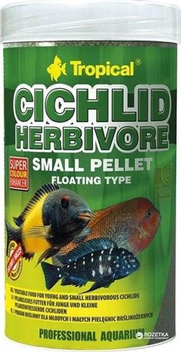 Tropical Cichlid Herbivore Pellet Otobur Cichlid için Balık Yemi Smalll 250 Ml 90 Gr - Image 1