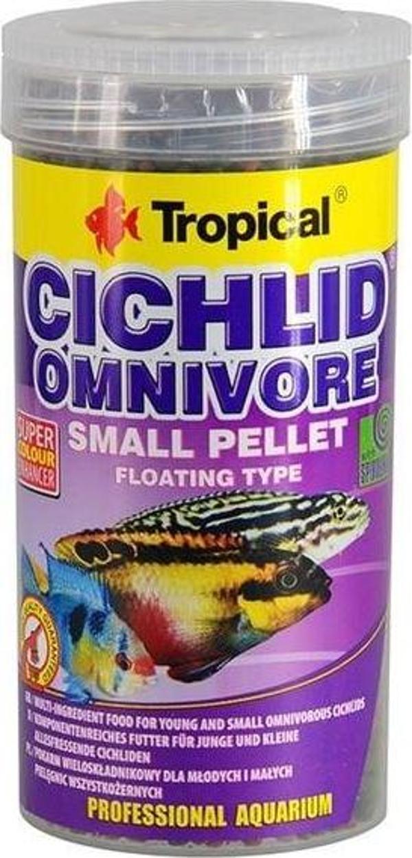 Tropical Cichlid Omnivore Pellet Karışık Beslenen Cichlid Balıkları için Pellet Balık Yemi Small 250 Ml 90 Gr - Image 1
