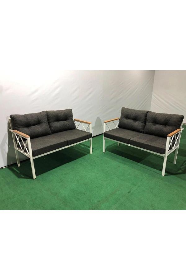 2+2Balkon-bahçe-kafe-çay Seti-koltuk Takımı-oturma Grubu-ofis Koltuğu 2+2 beyaz profil demir - Image 1