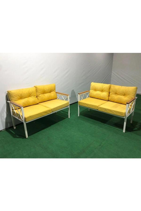 2+2Balkon-bahçe-kafe-çay Seti-koltuk Takımı-oturma Grubu-ofis Koltuğu 2+2 beyaz profil demir - Image 1