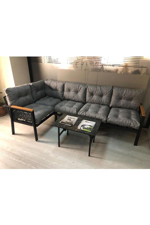 Miami melisa 3+2 Köşe Yön değiştirilebilir Koltuk Takımı Balkon-bahçe-kafe mermerdesen 70x50cm sehpa - Image 1