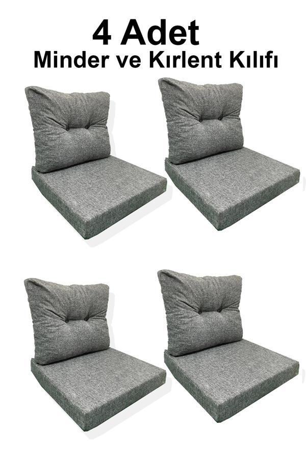 4 Adet Bahçe Balkon Mobilyası Minderi Kılıfı (4 ADET MİNDER, 4 ADET KIRLENT Yanlızca Kılıf Gönderile - Image 1