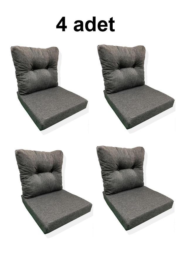 4 Adet Bahçe Balkon Mobilyası Minderi (4 ADET MİNDER, 4 ADET KIRLENT) - Image 1