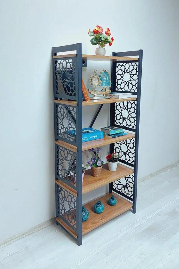 Desenli, Lazer Kesim, Metal, 5'li Raf,çiçeklik,kitaplık - Image 1