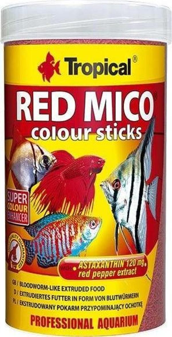 Tropical Red Mico Colour Sticks Kan Kurdu İçerikli Ekstrüde Balık Yemi 100 Ml 32 Gr - Image 1