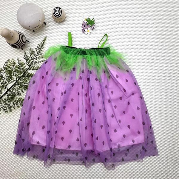 2-3-4 Yaş Askılı Çilek Kostüm Kız Çocuk Elbise Mor - Image 1