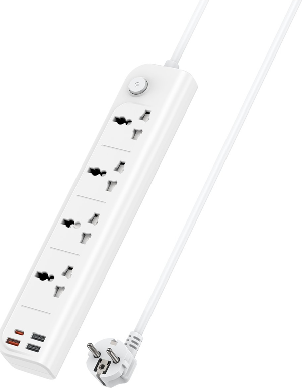 MC18 8in1 3 Adet Usb 1 Adet Type-C ve 4 Adet Fuchsia Priz Dönüştürücü 2M - Image 1