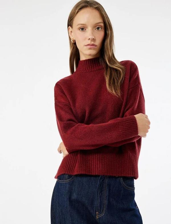 Koton Dik Yaka Uzun Kollu Basic Kadın Triko Kazak 6WAL90112HT - Image 1