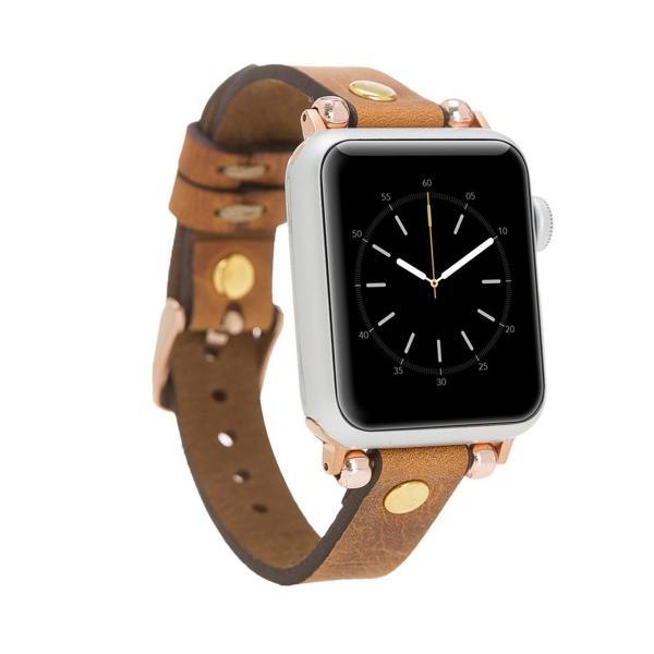 Apple Watch Uyumlu Deri Kordon 38-40-41mm GT G19 Taba - Image 1