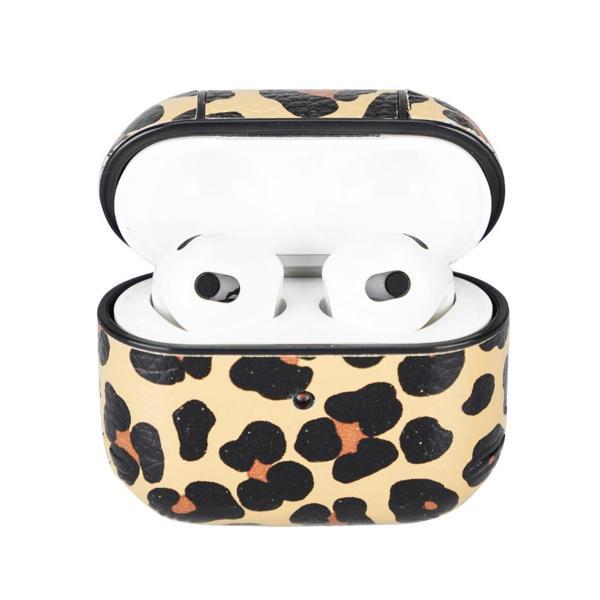 Apple AirPods 3.nesil Uyumlu Deri Kılıf Juni LEO-NE Leopar - Image 1