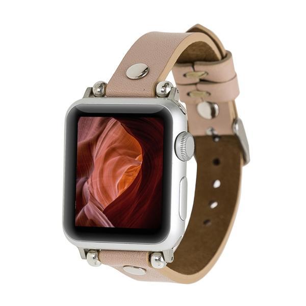 Apple Watch Uyumlu Deri Kordon 38-40-41mm ST NU1 Pembe - Image 1