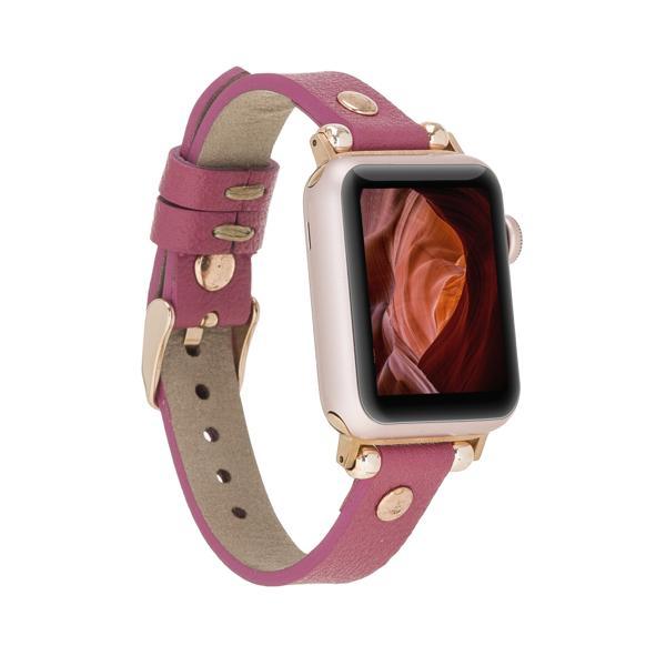 Apple Watch Uyumlu Deri Kordon 38-40-41mm RT CP4 Fuşya - Image 1