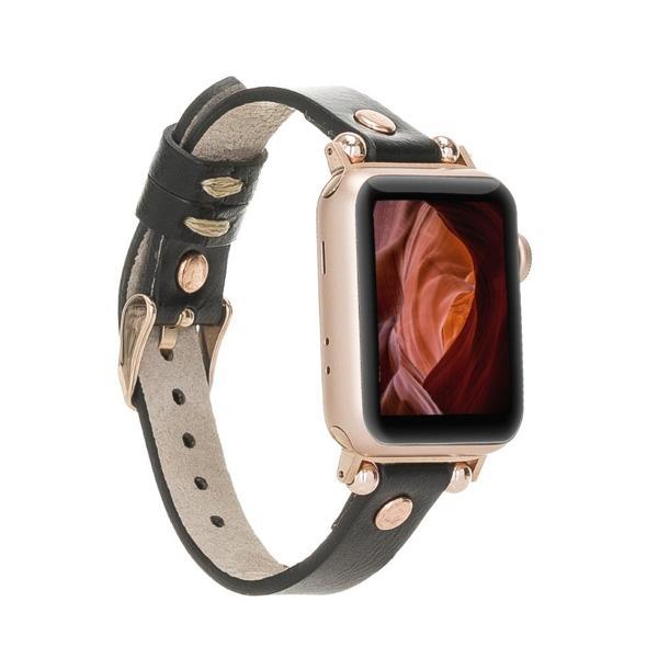 Apple Watch Uyumlu Deri Kordon 38-40-41mm RT RST1 Siyah - Image 1