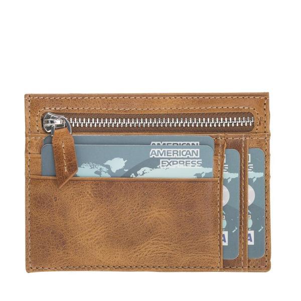 Zip Deri Fermuarlı Kartlık ZPCH V18 Taba - Image 1