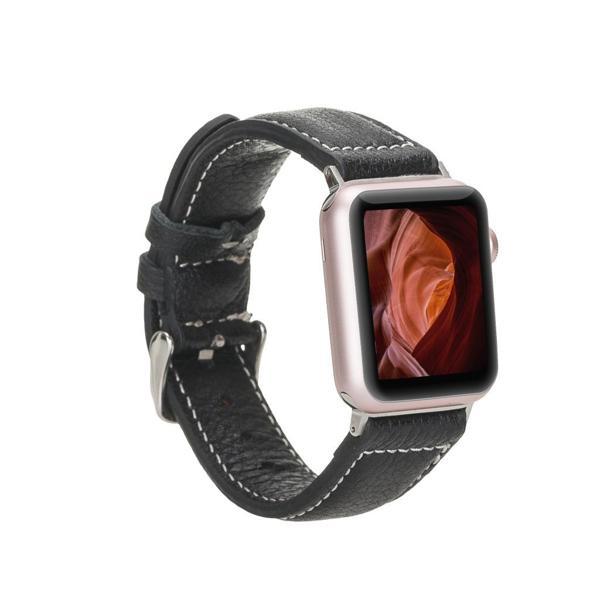 Apple Watch Uyumlu Deri Kordon 42-44-45mm NM1-AS1 Siyah - Image 1