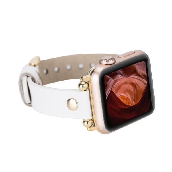 Apple Watch Uyumlu Deri Kordon 38-40-41mm FRG F3 Beyaz - Image 1