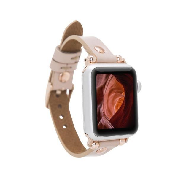 Apple Watch Uyumlu Deri Kordon 38-40-41mm RG NU1 Pembe - Image 1