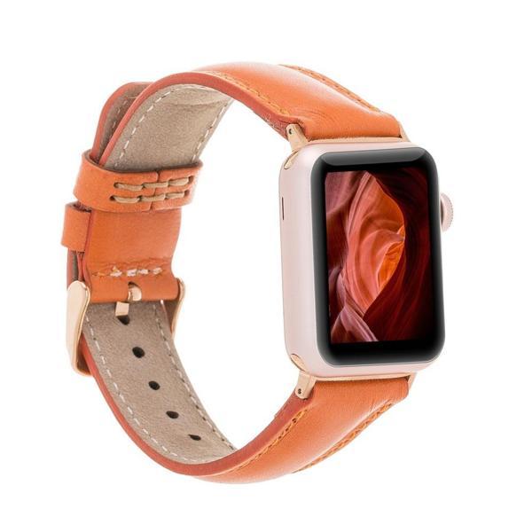Apple Watch Uyumlu Deri Kordon 42-44-45mm F5 Taba - Image 1