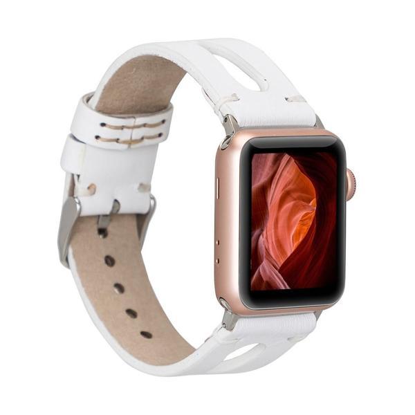 Apple Watch Uyumlu Deri Kordon BA2 42-44-45mm F3 Beyaz - Image 1