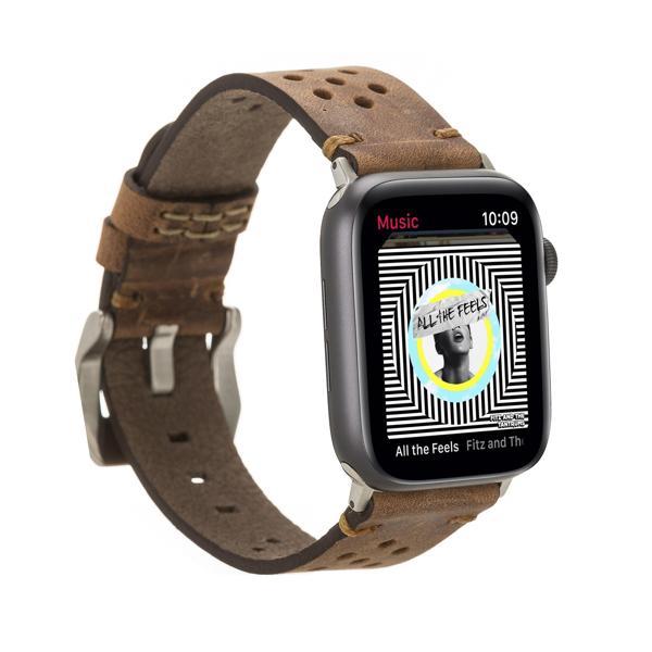 Apple Watch Uyumlu Deri Kordon Vigo 42-44-45mm G2 Kahve - Image 1