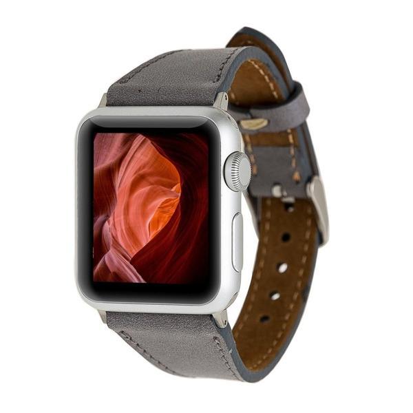 Apple Watch Uyumlu Deri Kordon 42-44-45mm Slim RST9 Gri - Image 1