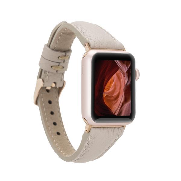 Apple Watch Uyumlu Deri Kordon 38-40-41mm Slim ERC3 Bej - Image 1