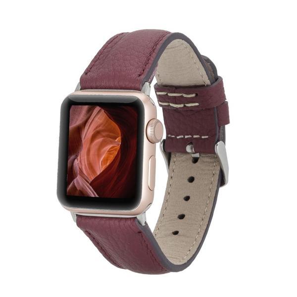 Apple Watch Uyumlu Deri Kordon 42-44-45mm FL6 Bordo - Image 1