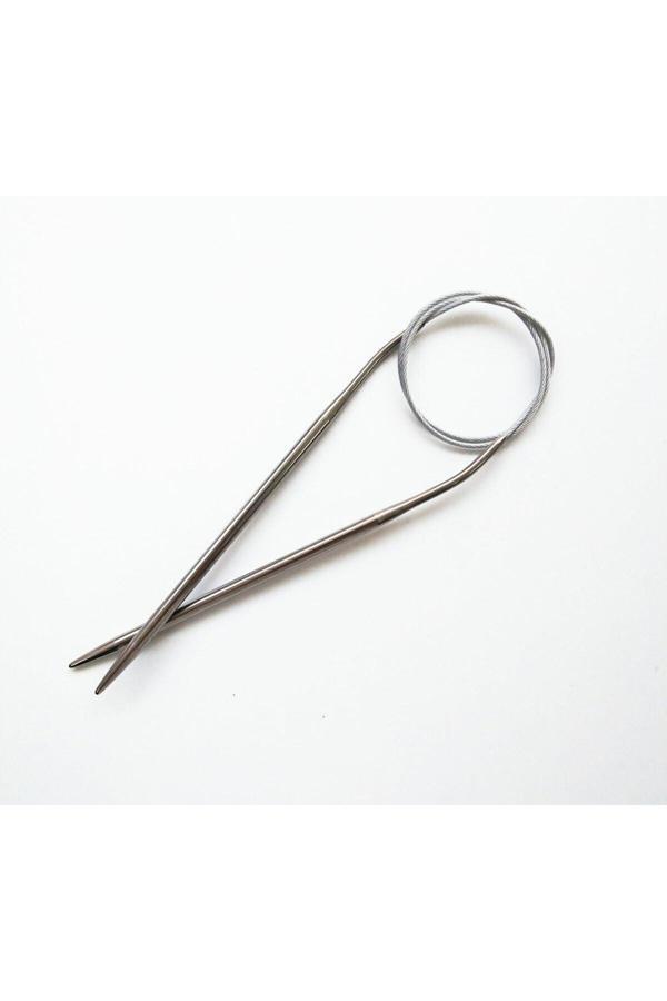 Sultan / Yabalı Çelik Telli Misinalı 60 Cm No:4.00 Mm Örgü Şişi - Image 1