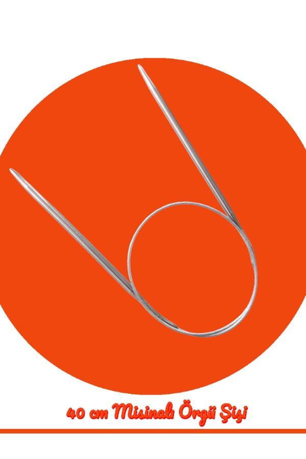 Çelik Telli Misinalı 40 Cm Örgü Şişi - Image 1