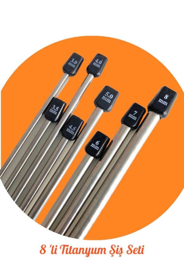 Sultan/yabalı 8'li Titanyum Örgü Şişi Seti 35 Cm 3-3,5-4-4,5-5-6-7 Ve 8 Numara - Image 1