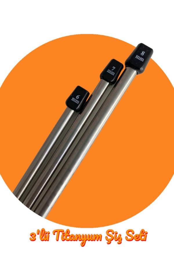 Sultan/yabalı3'lü Titanyum Örgü Şişi Seti 35 Cm 6-7 Ve 8 Numara - Image 1