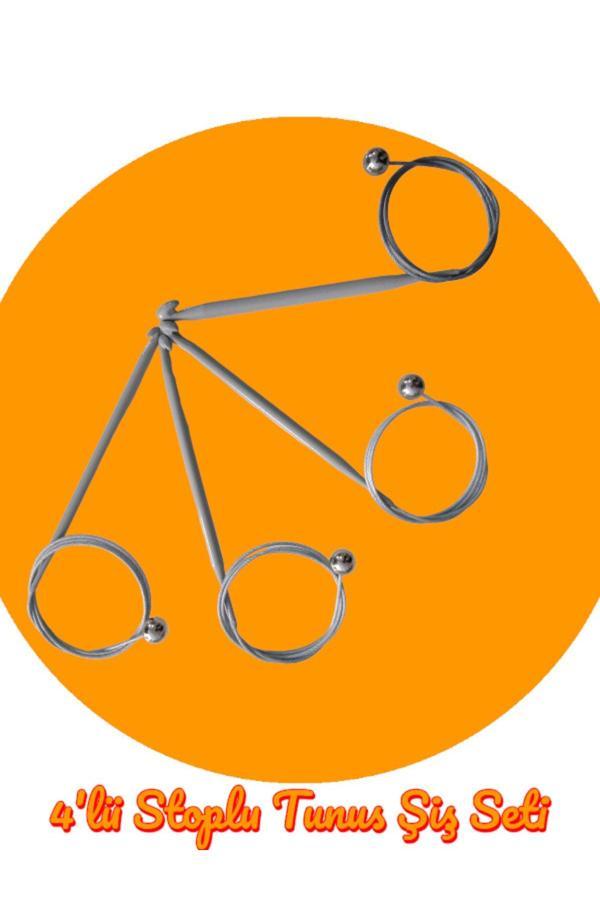 Stoplu Çelik Telli 80 Cm Misinalı Tunus Şişi Seti 4 Numara Bir Arada - Image 1
